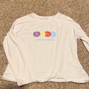 Life Is Good White Shirt with Colorful Floral Print